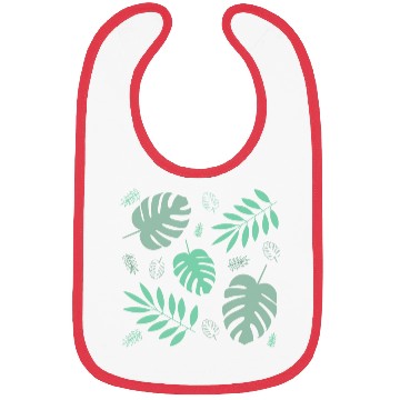 Discover Green Palm Leaves And Tropical Green Monstera Bibs