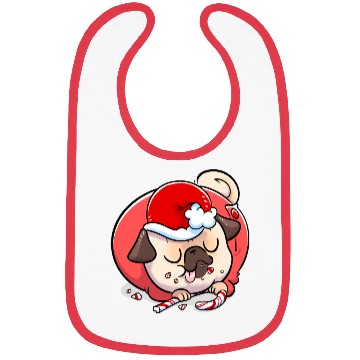 Discover Pug Elf Candy Cane Bibs