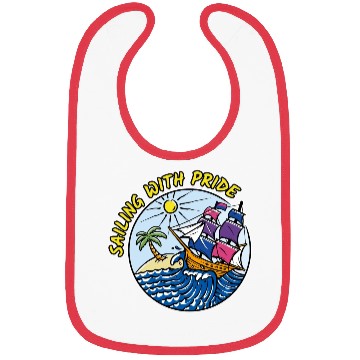 Discover LGBTQ Sailing Ship with Bisexual Flag, Vacation Bibs