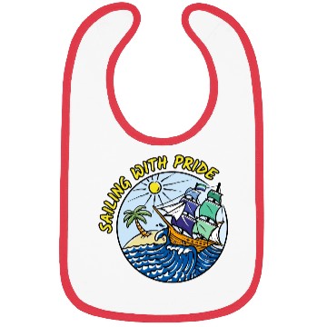 Discover LGBTQ Sailing Ship with Gay Flag, Family Vacation Bibs