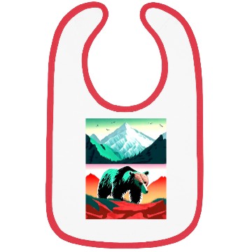 Discover Bear and Mountains Nature Art Bibs