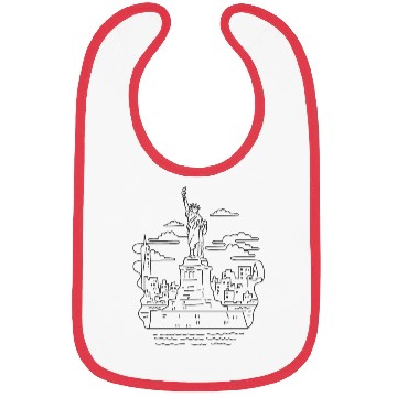 Discover Statue of Liberty New York USA Mono Line Bibs