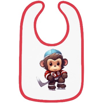 Discover Monkey Playing Ice Hockey, Athletic Animal Design Bibs