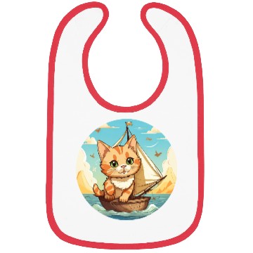 Discover Sailing Cat on Sailboat, Sunset Animal Design Bibs