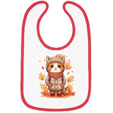Discover Autumn Cat Nature Leaves Season Bibs