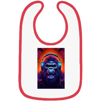 Discover Gorilla Headphones music art Bibs
