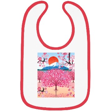 Discover Sunset Sakura Mountains Gift Cherry Blossoms Bibs