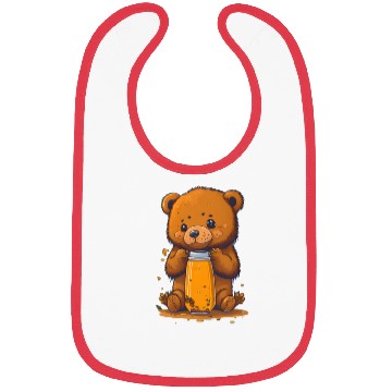 Discover Cute little Bear cup eating honey Bibs