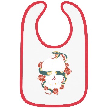 Discover Human skull, snake and hibiscus flower. Bibs