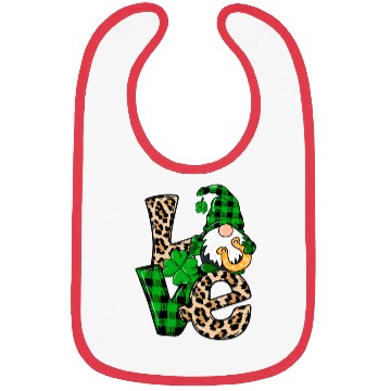 Discover Love Irish Gnome Shamrock Leopard Plaid St Patrick Bibs