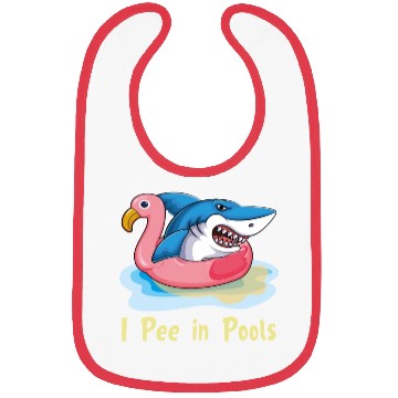 Discover I pee in pools shark on flamingo float Bibs