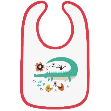 Discover Happy Green Crocodile Bibs