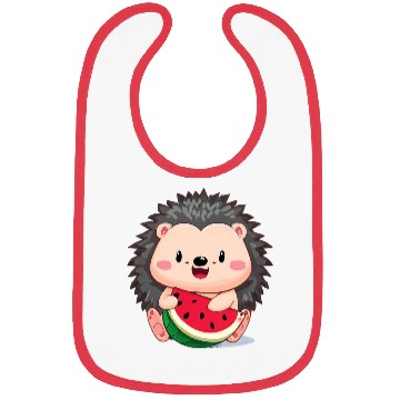 Discover Happy hedgehog enjoys watermelon Bibs