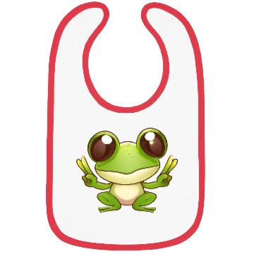 Discover Peace frog frog with peace sign Bibs