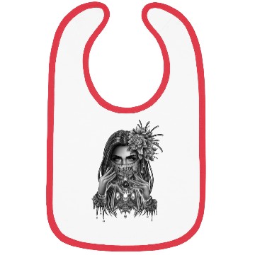 Discover skull mask and peony flower Bibs