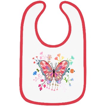 Discover Butterfly flower pink insect bug floral nature Bibs