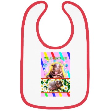 Discover WILD NATURE. HIPPO design collection.poster Bibs