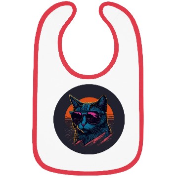 Discover Synthwave Cat art Bibs