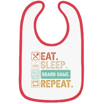 Discover Eat Sleep Board Game Repeat Bibs