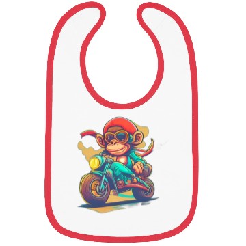 Discover monkey driving a motorcycle in the summer Bibs