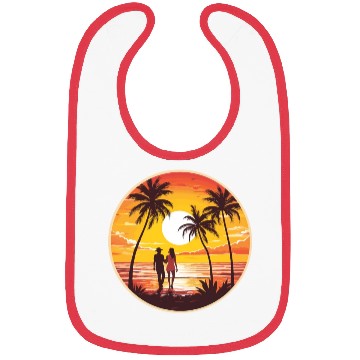 Discover sunset beach romantic couple Bibs