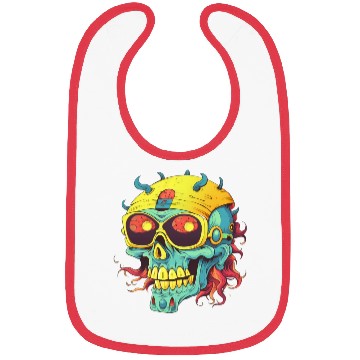 Discover zombie skull skull Bibs