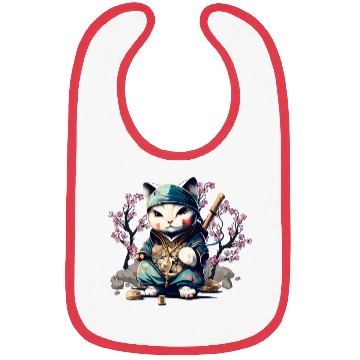 Discover Samurai Cat Anime Kawaii Japanese Style Bibs