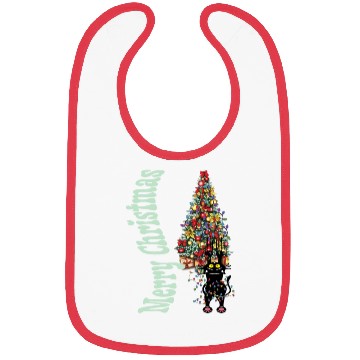 Discover Cat Tangled In the Christmas Tree Lights Bibs