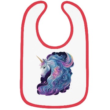Discover Unicorn with flowing mane surrounded by stars Bibs