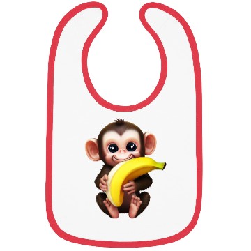 Discover Chimpanzee with Banana - Monkey Lover Design Bibs