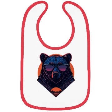Discover Synthwave Bear with sunset Bibs