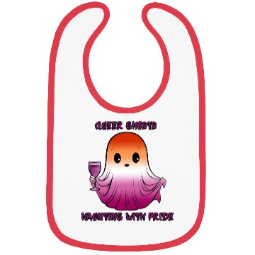 Discover Queer Ghosts, Ghost in Lesbian Flag Colors Bibs
