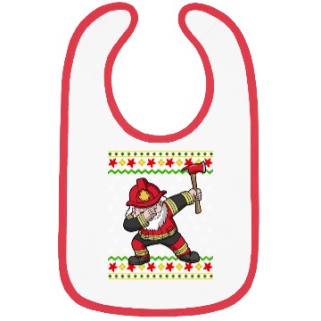 Discover Firefighter Santa Fire Ugly Pattern Bibs