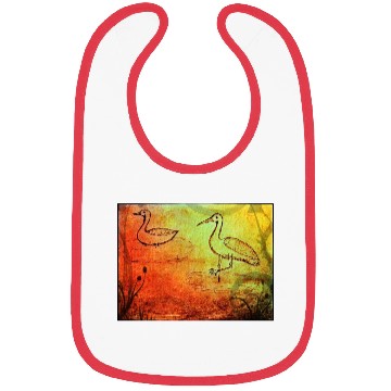 Discover The duck and the crane on a rainy day Bibs