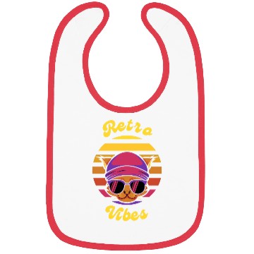 Discover Black Coloful Sunset Cat Retro Vibes T-shit. Bibs