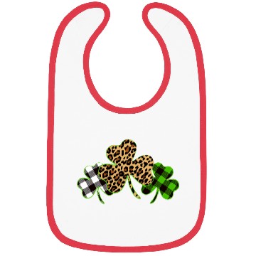 Discover St Patricks Day Leopard Print Plaid Shamrock Bibs