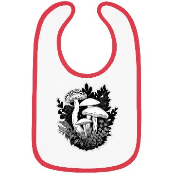 Discover Black and White Enchanted Mushrooms Bibs