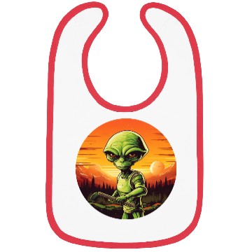 Discover Green Alien Golfer - Extraterrestrial Playing Golf Bibs