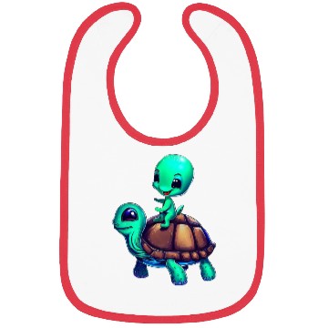 Discover Alien Riding a Turtle Bibs