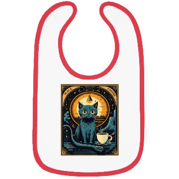 Discover Black Coffee Cat Tarot Card Occult Bibs
