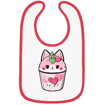 Discover Cat Strawberry Milk Shake Kawaii Bibs