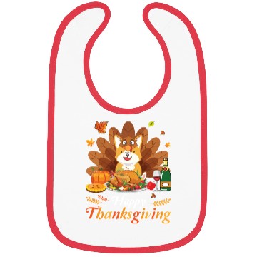 Discover Corgi Turkey Costume Wine Pie Pumpkin Happy Bibs