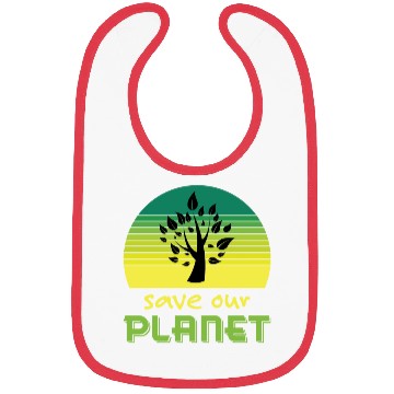 Discover Save Our Planet Retro Sunset Green Bibs