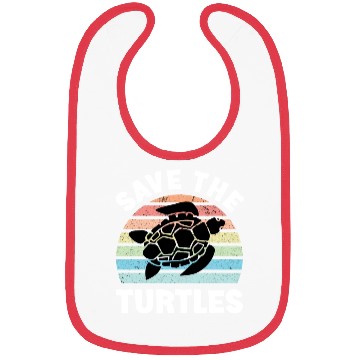 Discover Save The Turtles Sea Turtle Retro Sunset Bibs