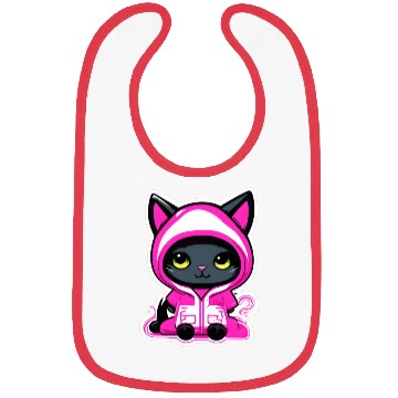 Discover Cute cat in pink pajamas Bibs
