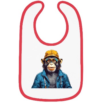 Discover Smiling monkey wearing sunglasses and bucket hat Bibs