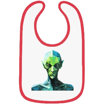 Discover Green Alien in Polygon Style Bibs