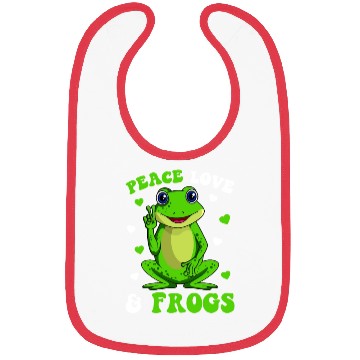 Discover Peace Love Frogs Lover Frog Kids Girls Women Bibs