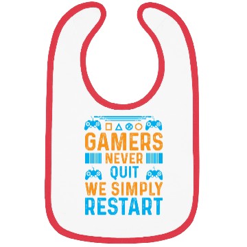 Discover Gamers Never Quit We Simply Restart Typography Bibs