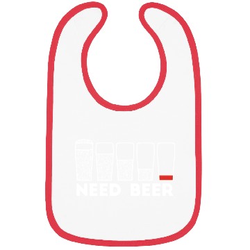 Discover Need Beer Low Battery Alcohol Joke Bibs